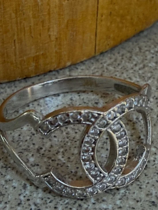 Solid Real 14K white Gold Designer look Ring with CZ stones size 8 - Picture 4 of 11